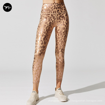 Patrón de impresión personalizado Butt Butt de cintura alta Pantalones de yoga Leggings de yoga de leopar